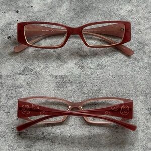 2000s MIU MIU Women's Pink Rose Rectangular Eyeglasses